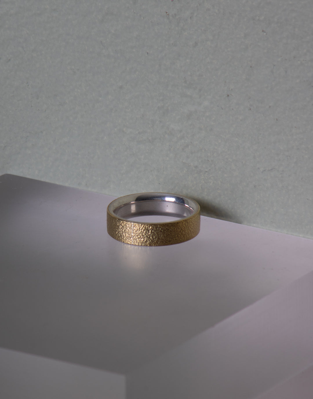 Hammered Mixed Metal Wedding Band (B605)