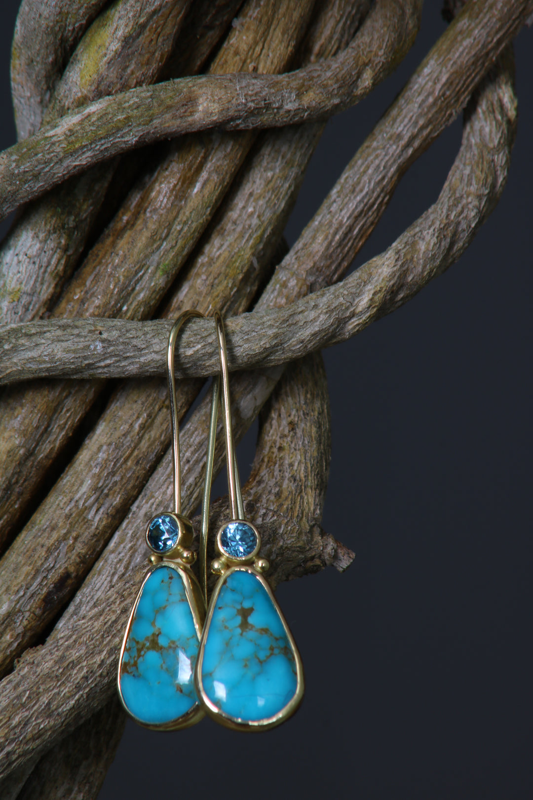 Turquoise and Blue Zircon Earrings (B231)