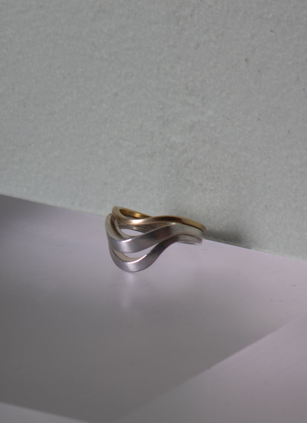 Mixed Metal Stacking Wave Ring (B554)