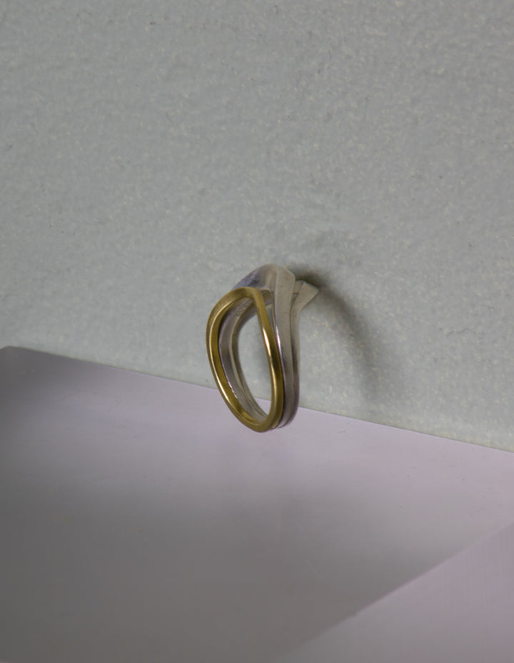 Mixed Metal Stacking Wave Ring (B554)