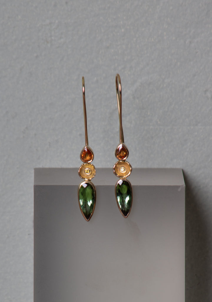Tourmaline and Sapphire Earrings (B575)