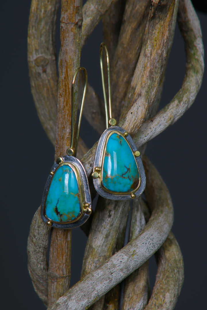 Mixed Metal Turquoise Earrings (B232)