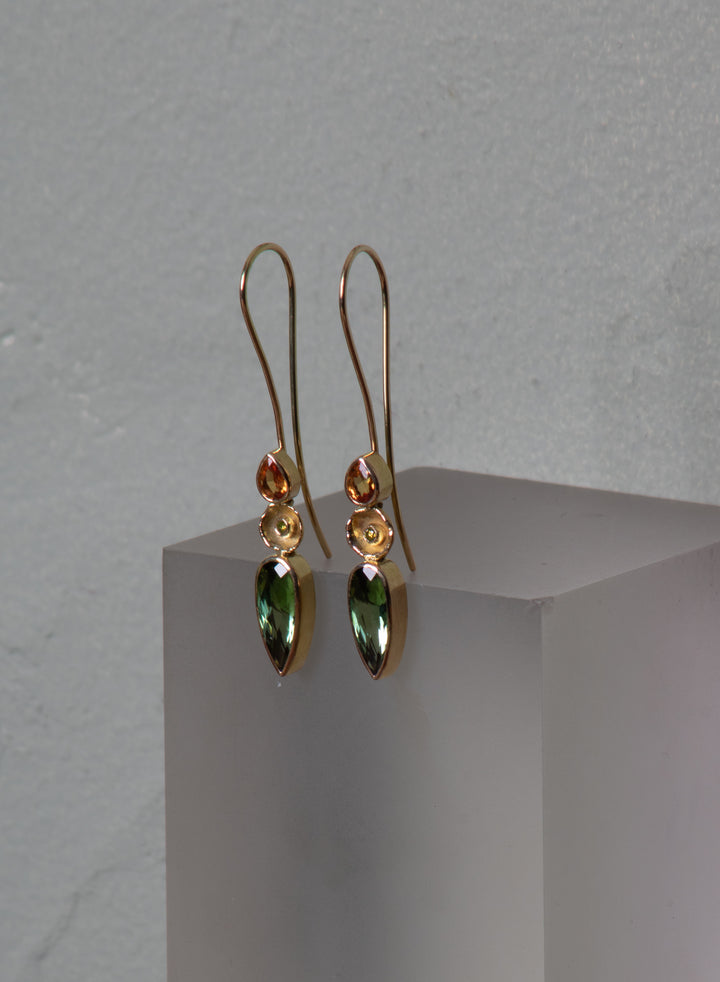Tourmaline and Sapphire Earrings (B575)