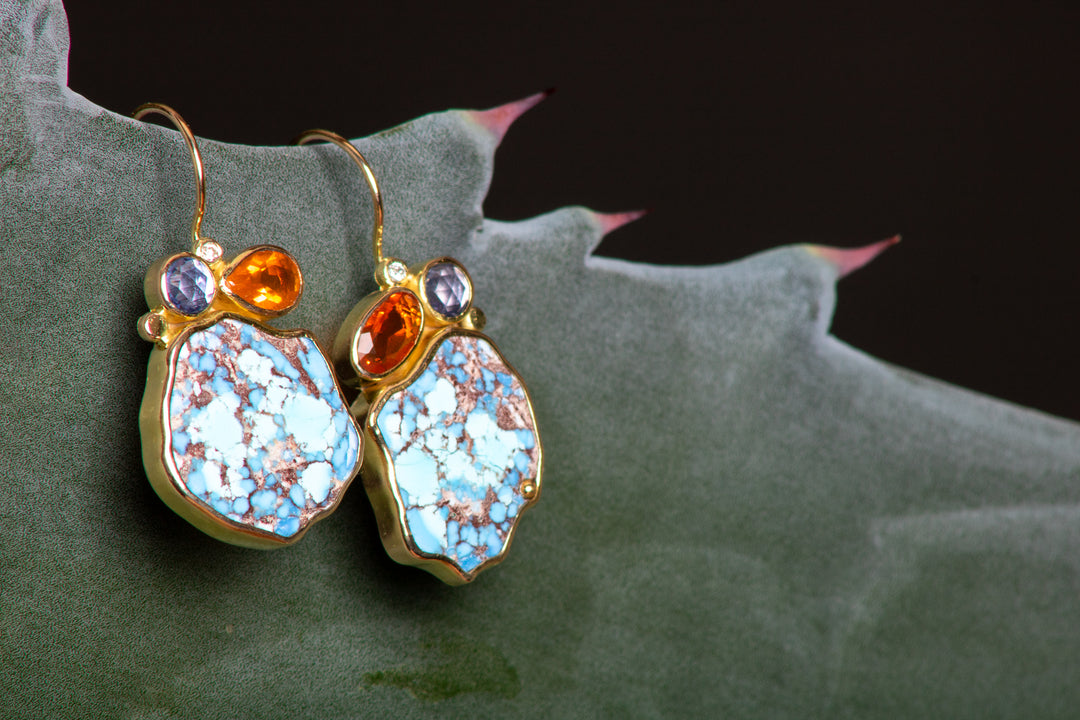 Turquoise and Mixed Gemstone Earrings (B621)