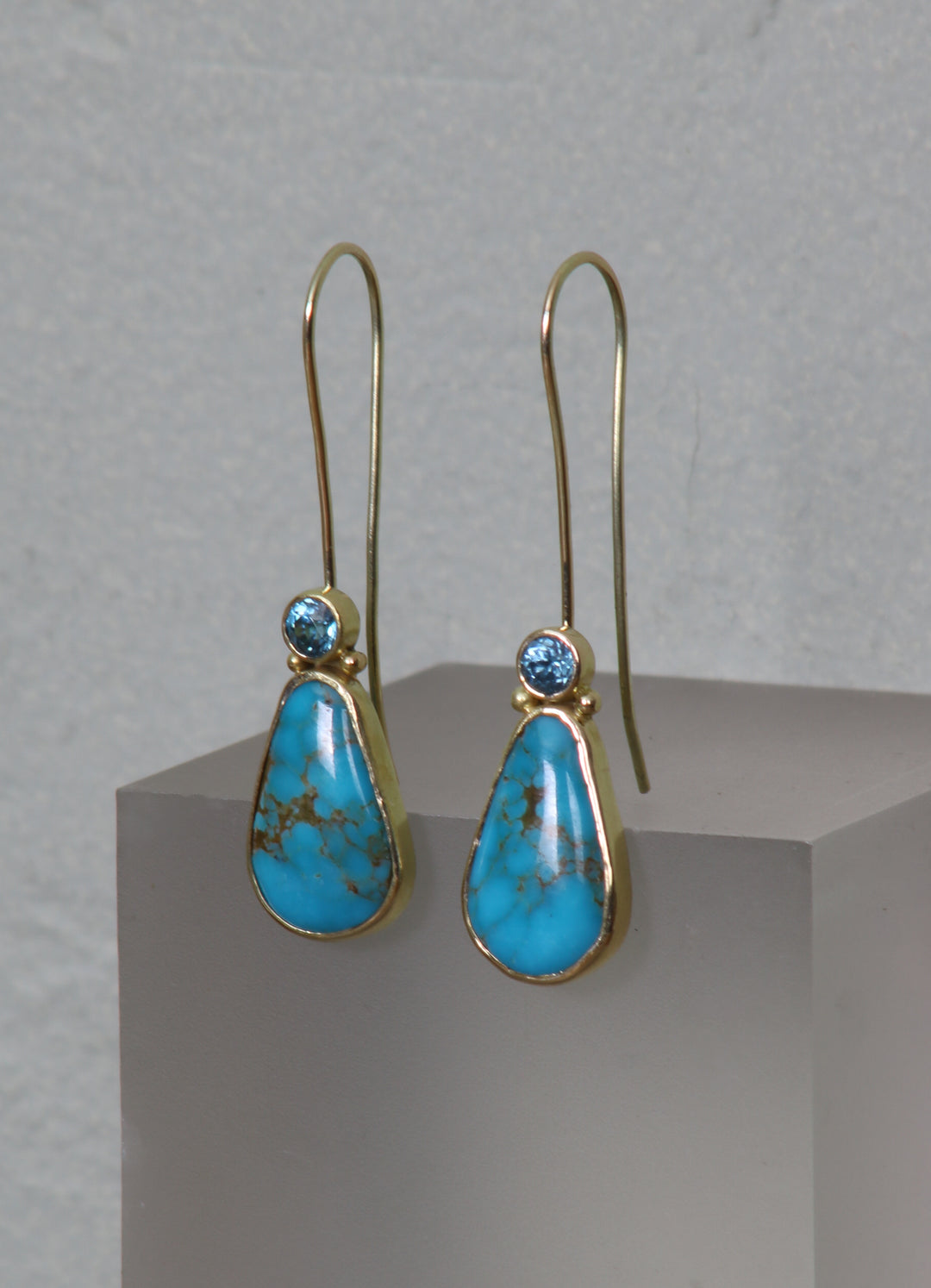 Turquoise and Blue Zircon Earrings (B231)
