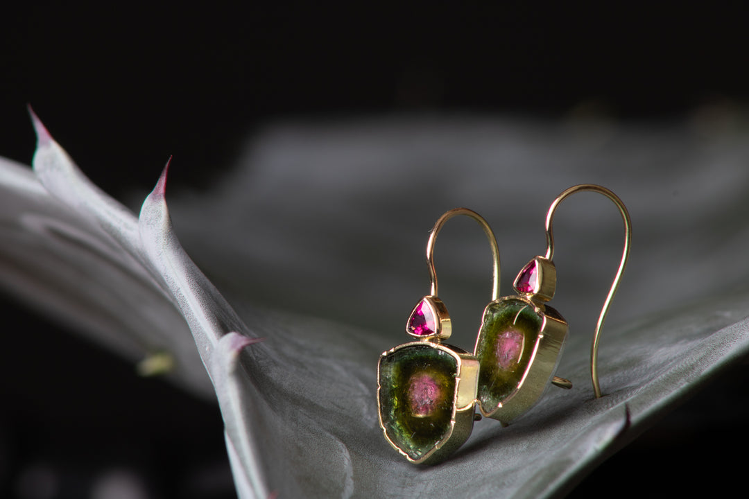 Watermelon Tourmaline Earrings (B616)