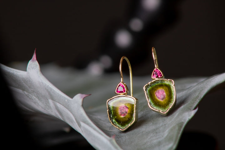 Watermelon Tourmaline Earrings (B616)