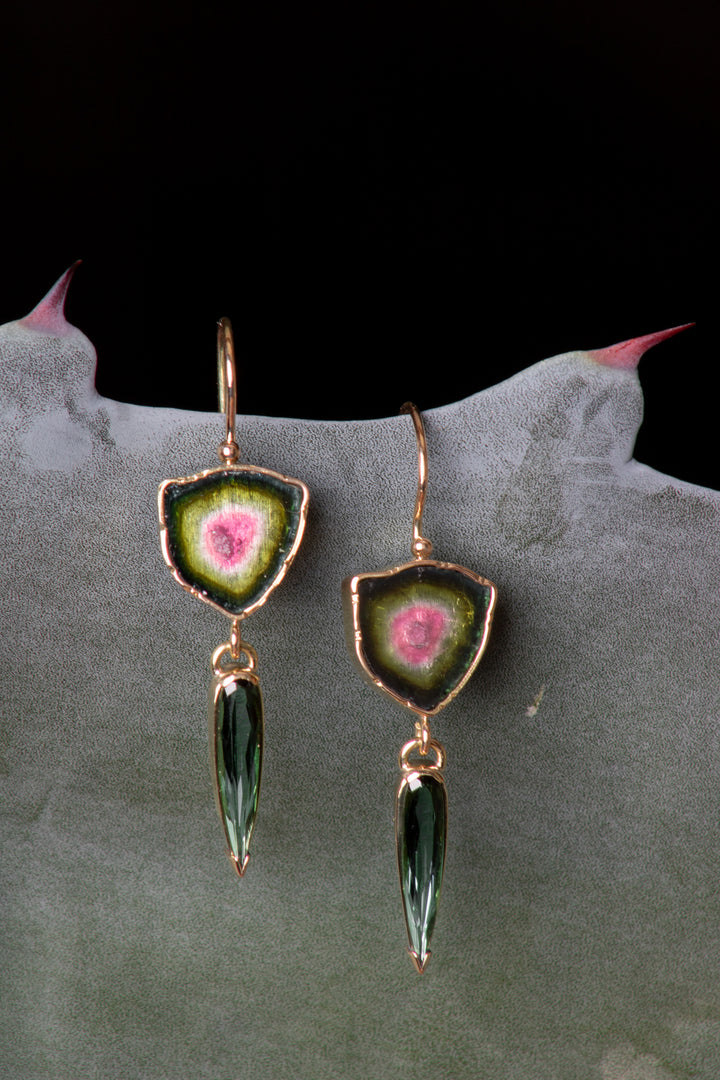 Watermelon Tourmaline Earrings (B615)