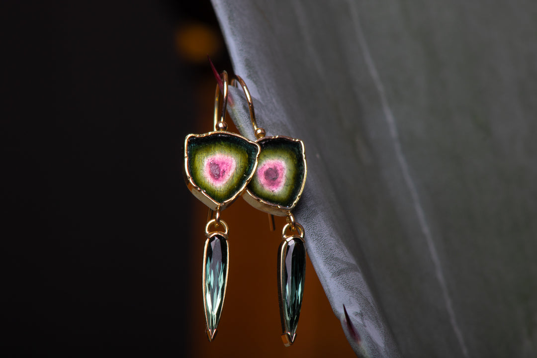 Watermelon Tourmaline Earrings (B615)