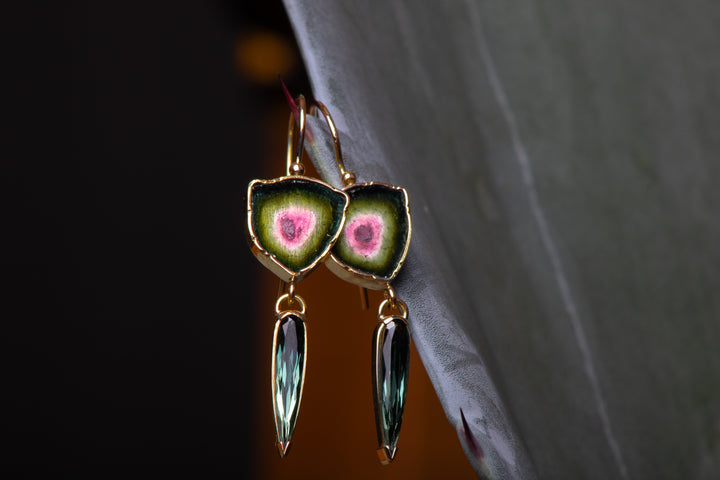 Watermelon Tourmaline Earrings (B615)