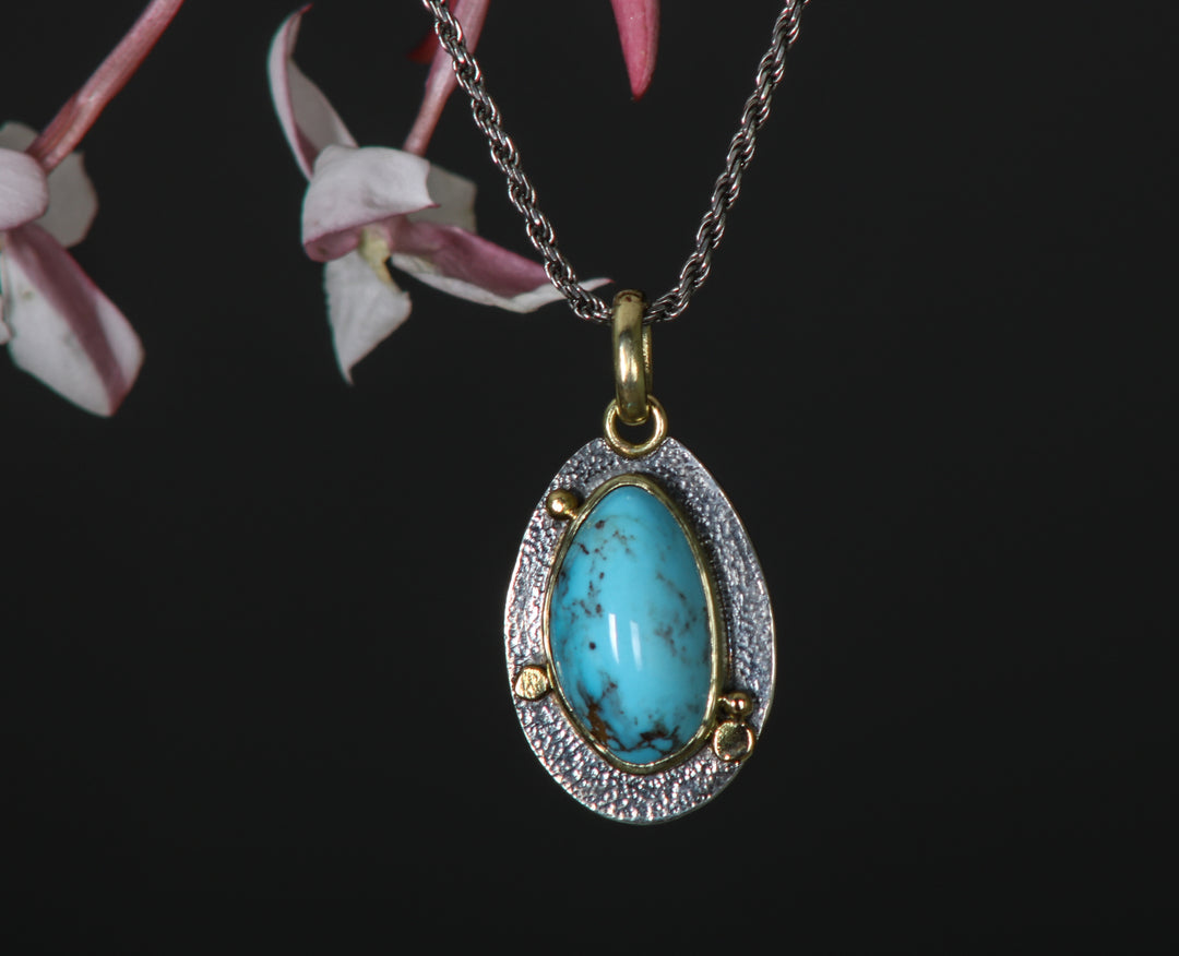 Mixed Metal Turquoise Pendant (B237)
