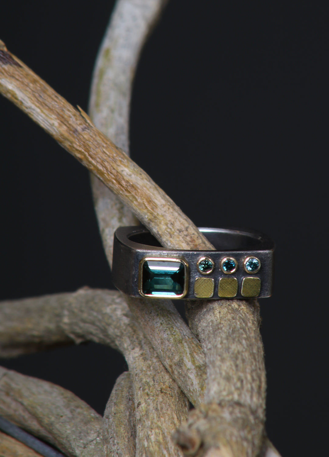 Structured Tourmaline and Diamond Ring (09925)
