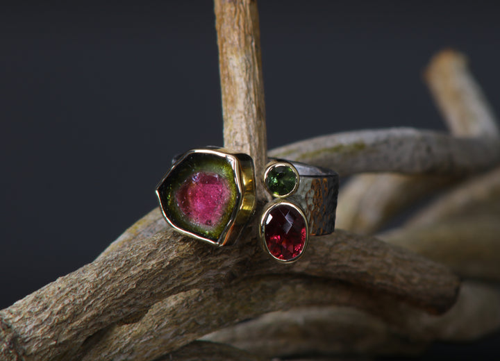 Triple Tourmaline Open Style Ring (09992)