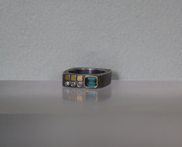 Structured Tourmaline and Diamond Ring (09925)
