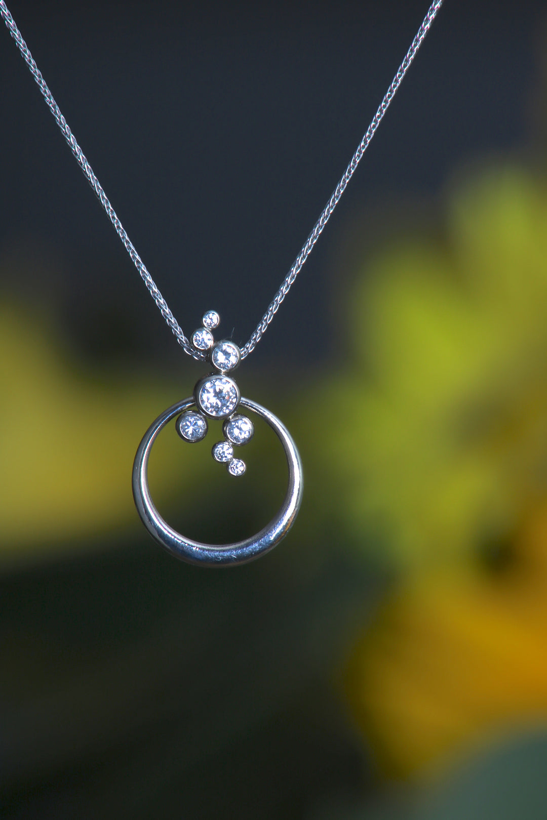 White Gold and Cascading Diamond Necklace (09420)