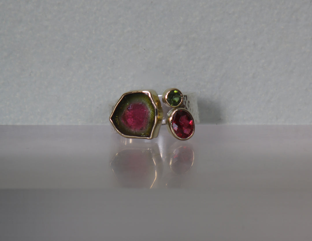 Triple Tourmaline Open Style Ring (09992)