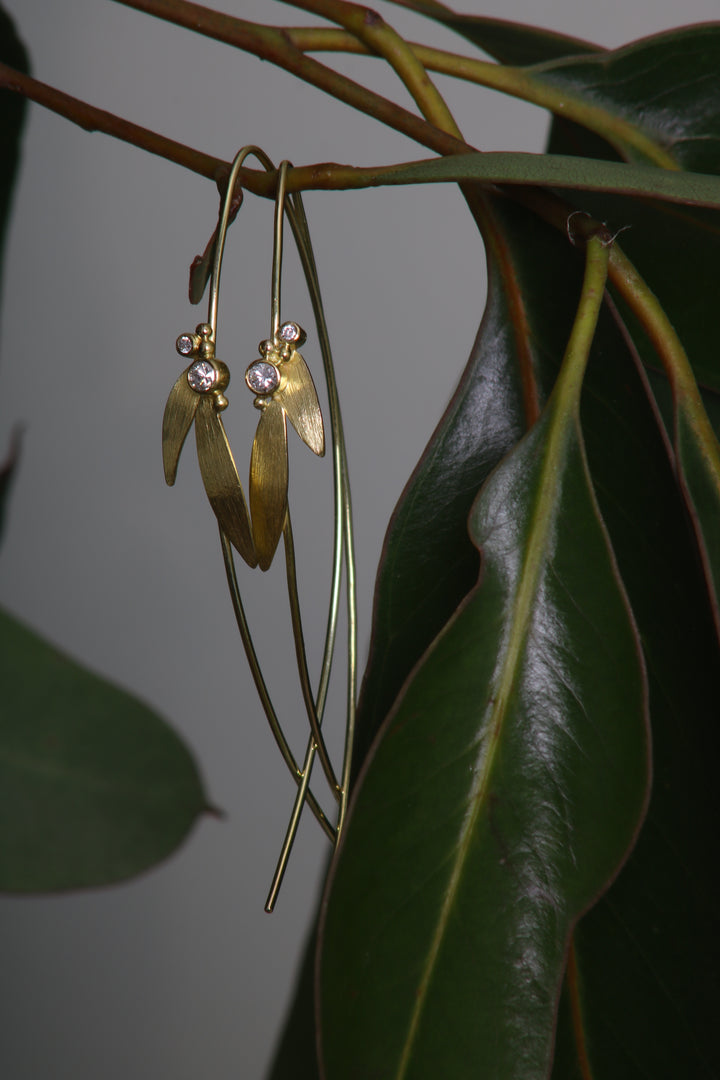 Diamond Leaf Earrings (09422)