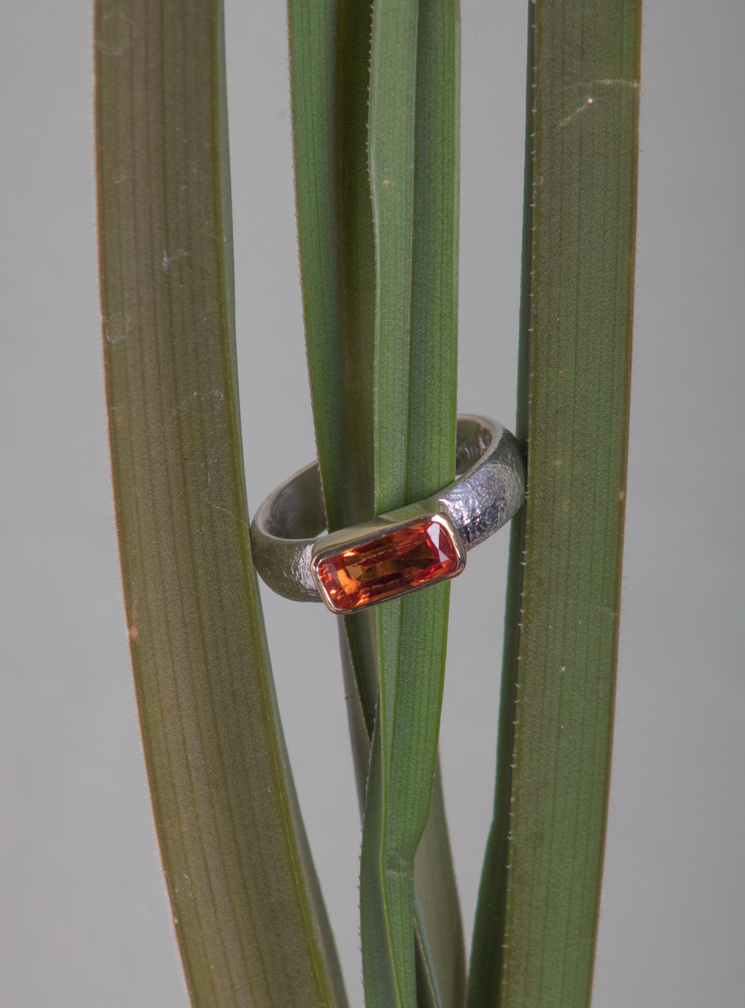 Orange Sapphire Mixed Metal Ring (B639)