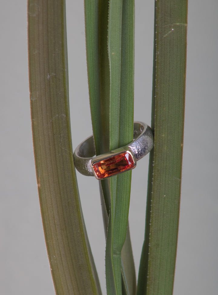 Orange Sapphire Mixed Metal Ring (B639)