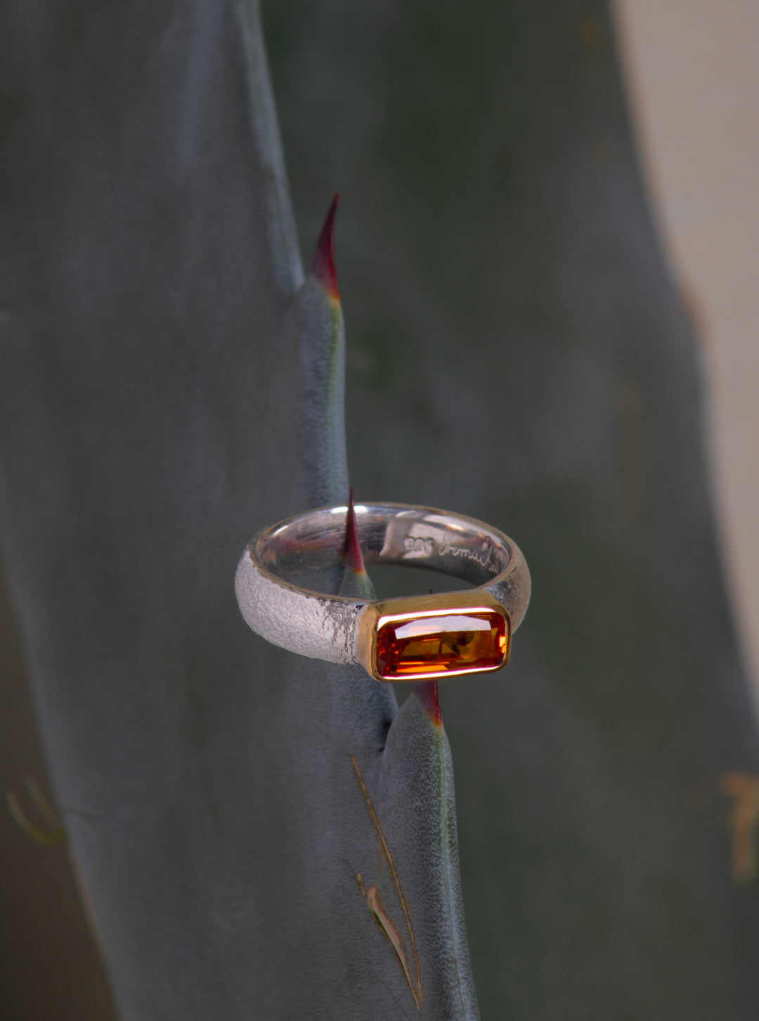Orange Sapphire Mixed Metal Ring (B639)
