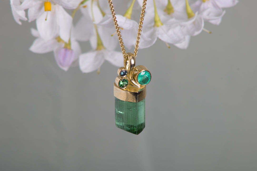 Capped Tourmaline Crystal Pendant (B649)