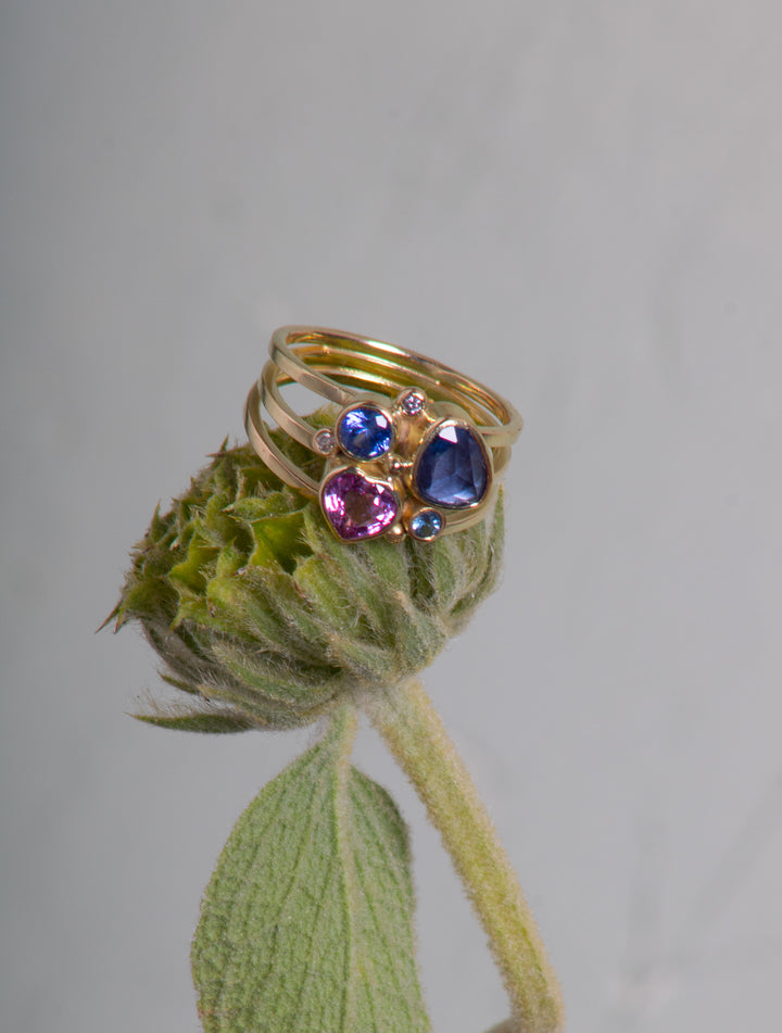 Mixed Sapphire Heart Ring (B650)