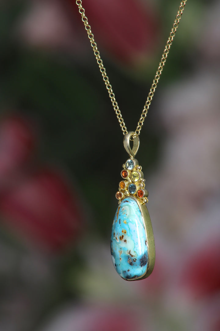 Turquoise and Sapphire Drop Pendant (09459)