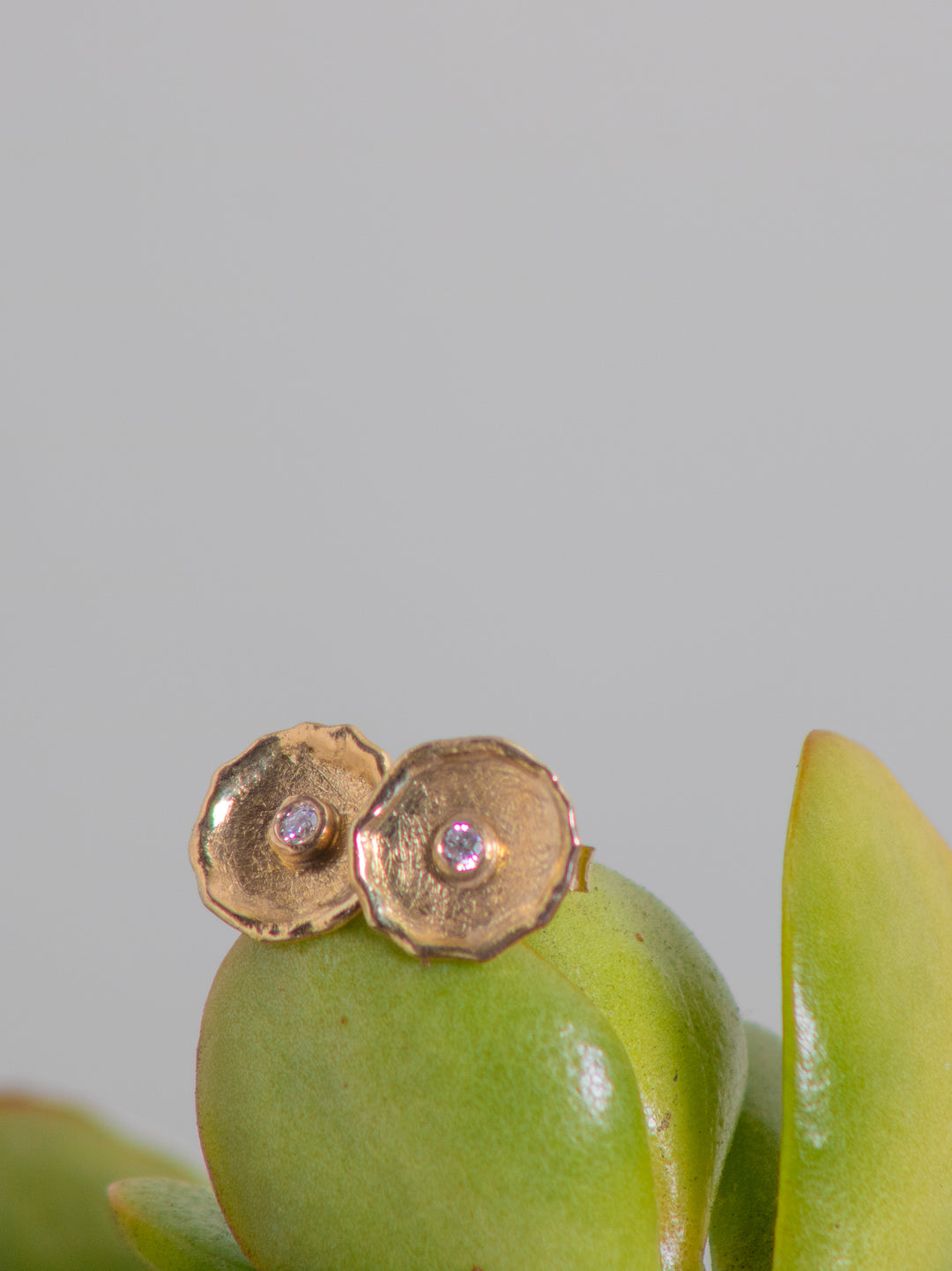 Gold Dish Stud Earrings 9mm (B667)