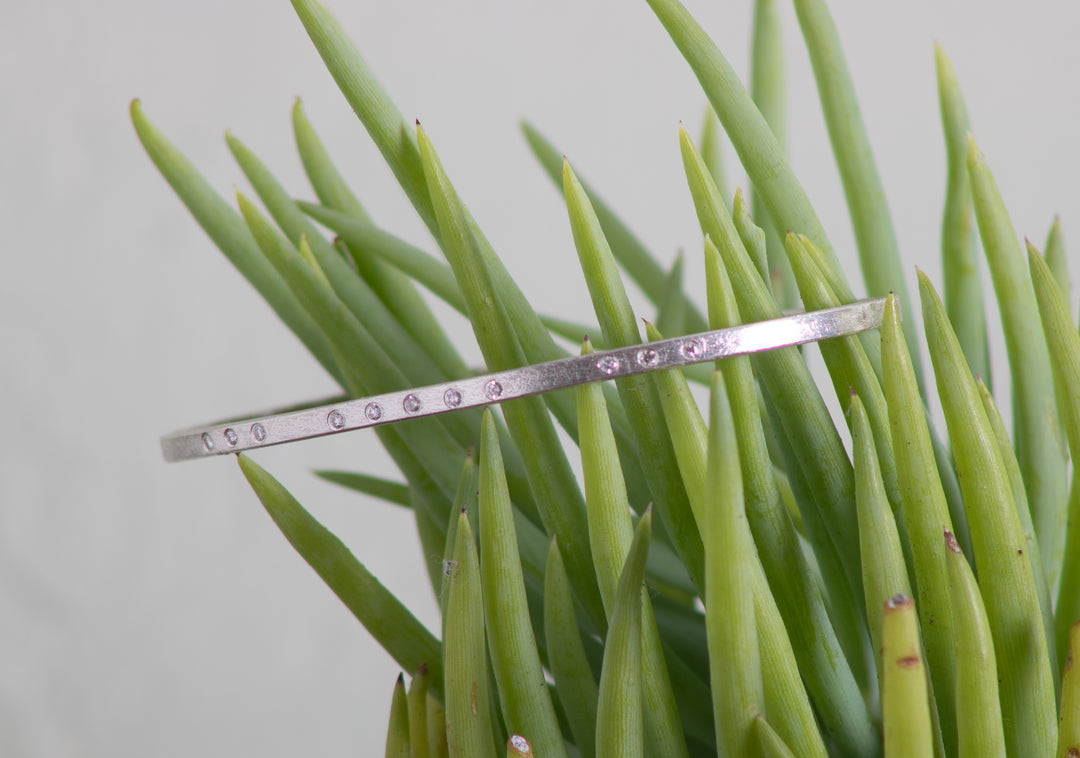 Thin Silver Diamond Cuff (B670)