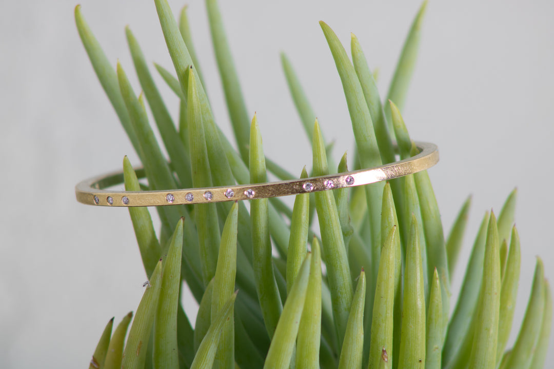 Thin Gold and Silver Diamond Cuff (B669)