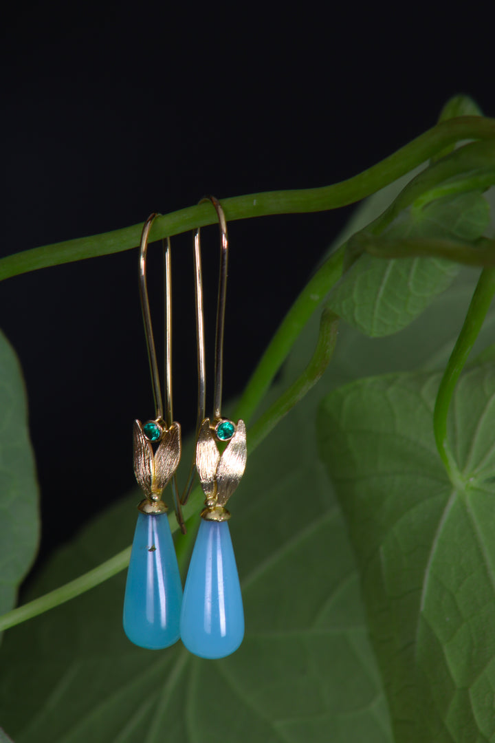 Peruvian Opal and Emerald Earrings (B323)