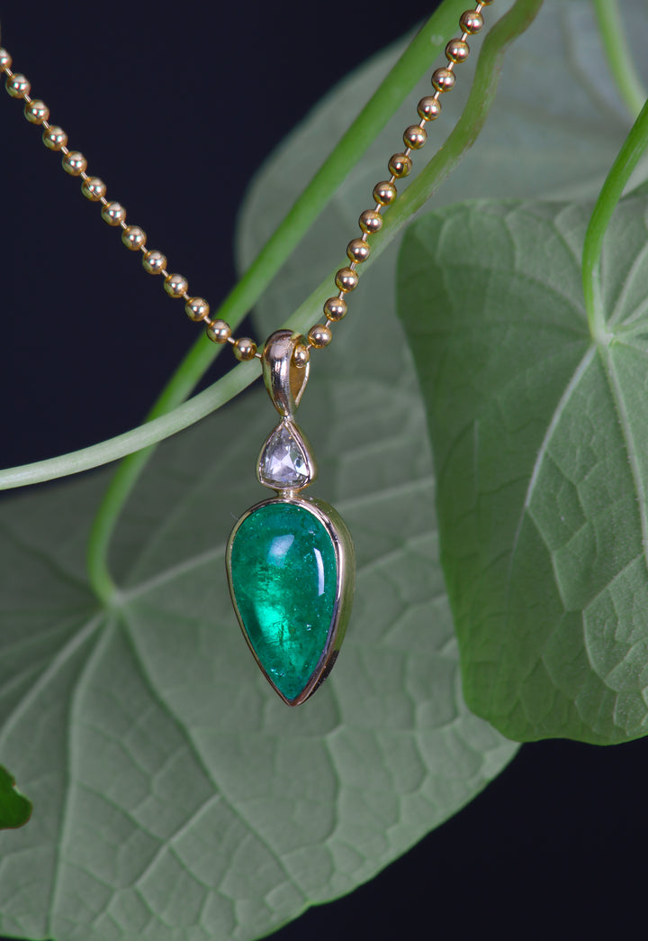 Emerald and Diamond Drop Pendant (B330)