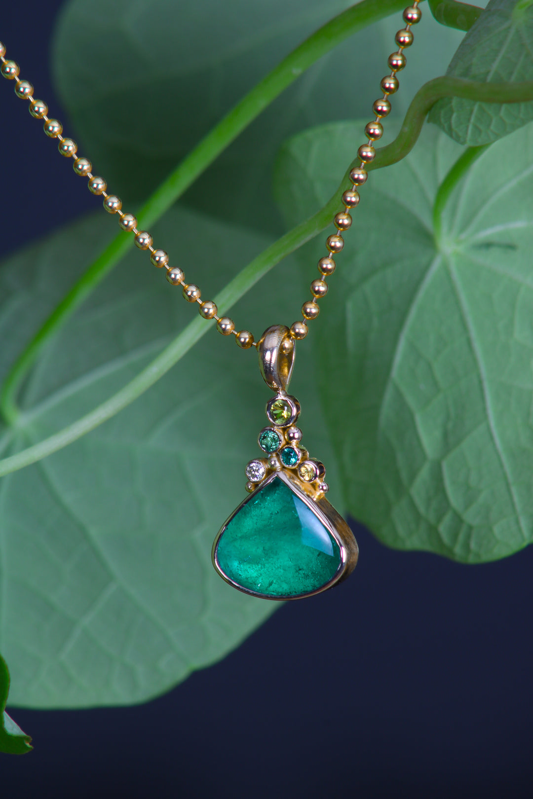 Emerald and Mixed Gemstone Pendant (B329)