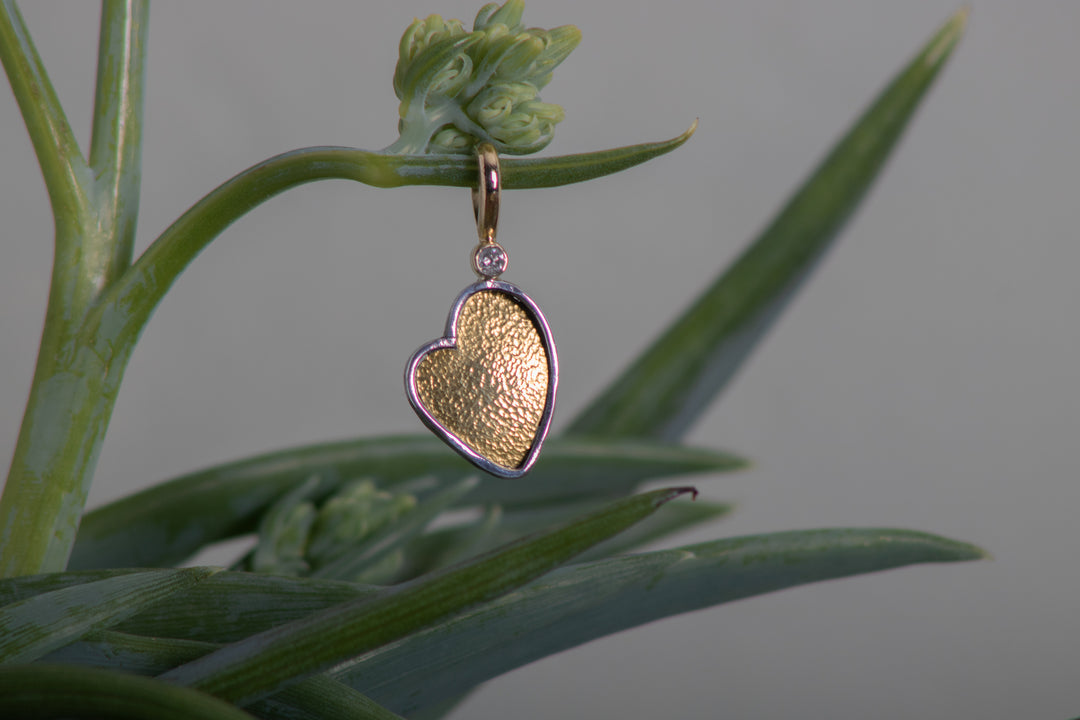 Offset Heart Pendant with Diamond (B539)