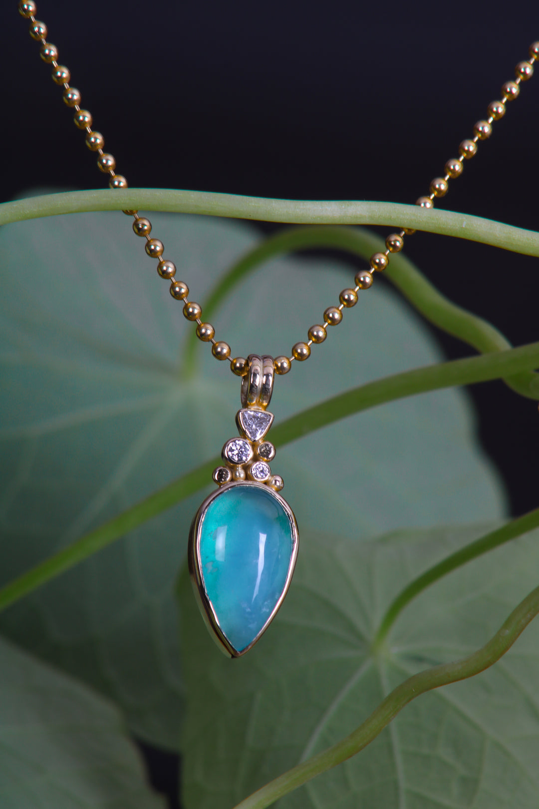Peruvian Opal and Diamond Pendant (B328)