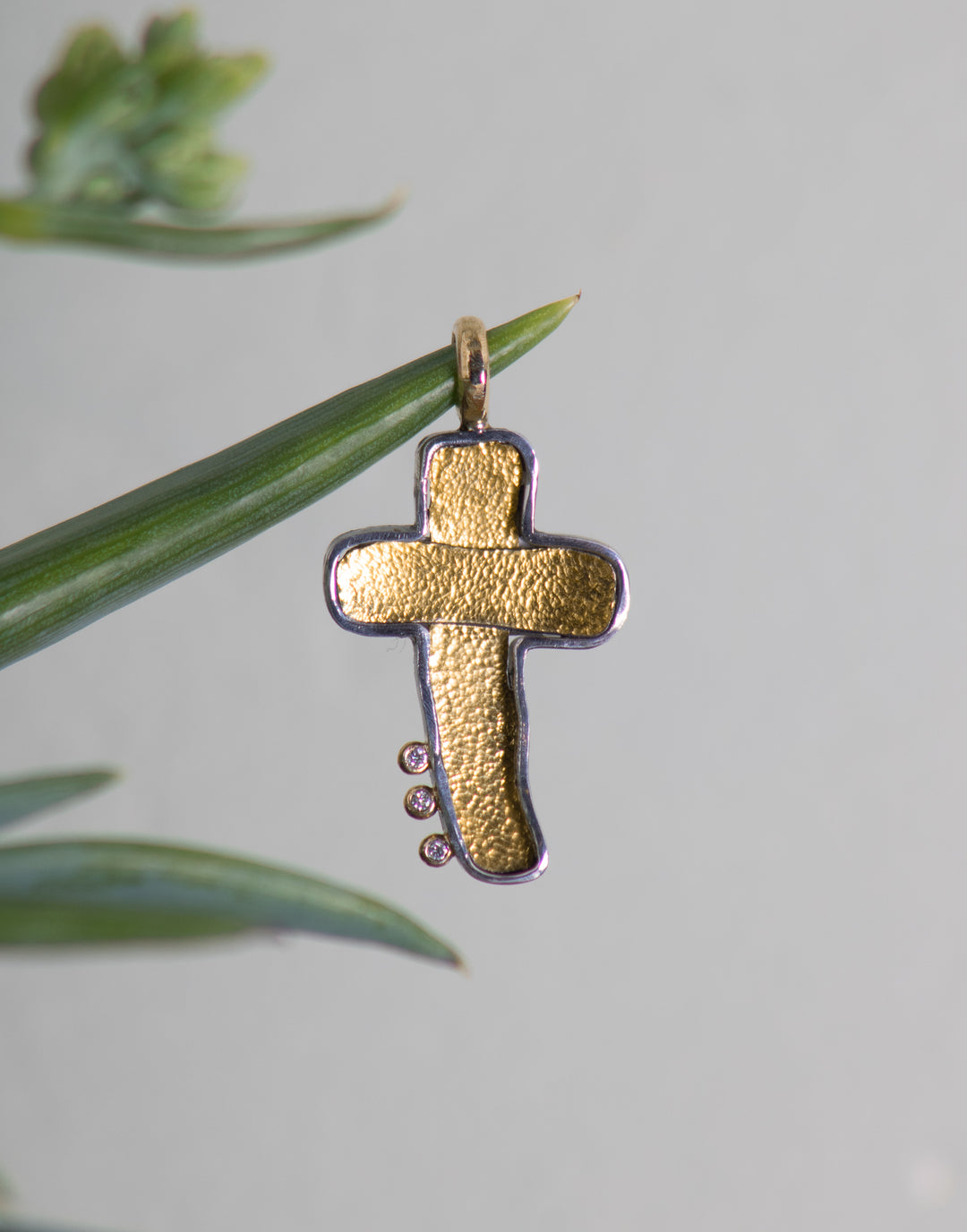 Mixed Metal Cross Pendant (B549)