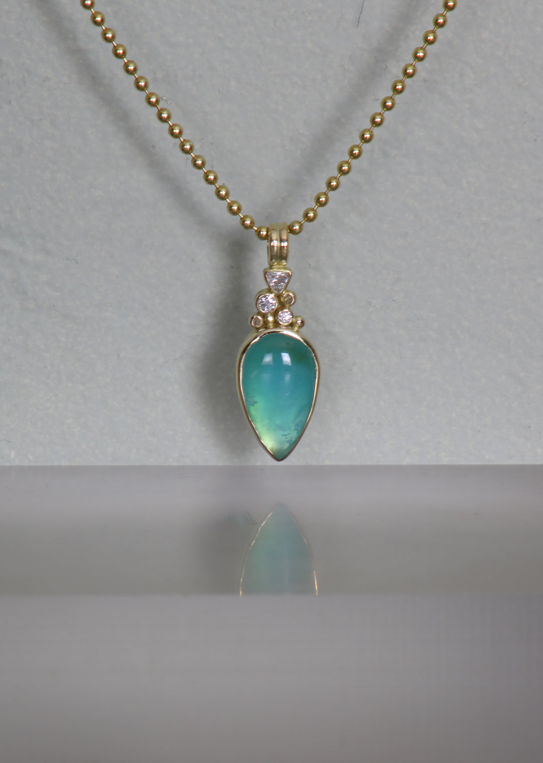 Peruvian Opal and Diamond Pendant (B328)