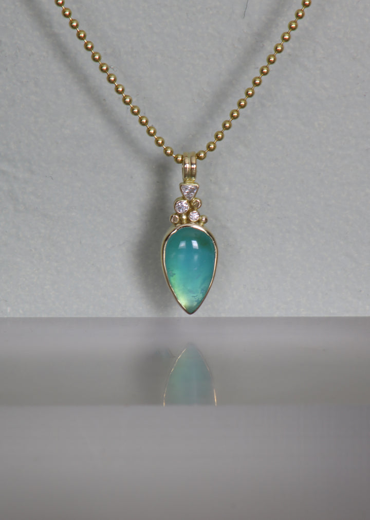 Peruvian Opal and Diamond Pendant (B328)