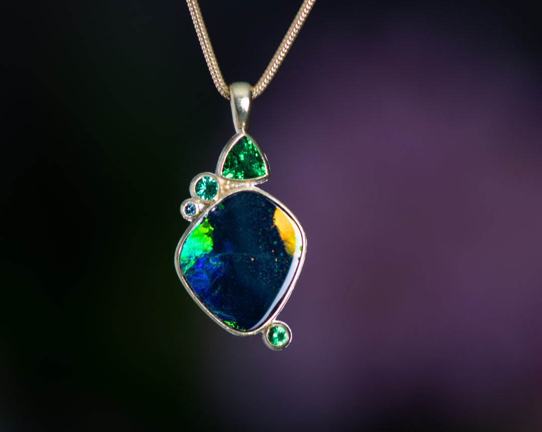 Freeform Black Opal Pendant (B678)