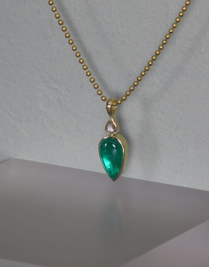 Emerald and Diamond Drop Pendant (B330)