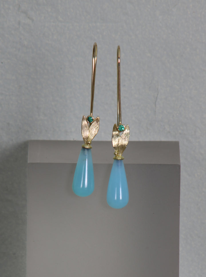 Peruvian Opal and Emerald Earrings (B323)