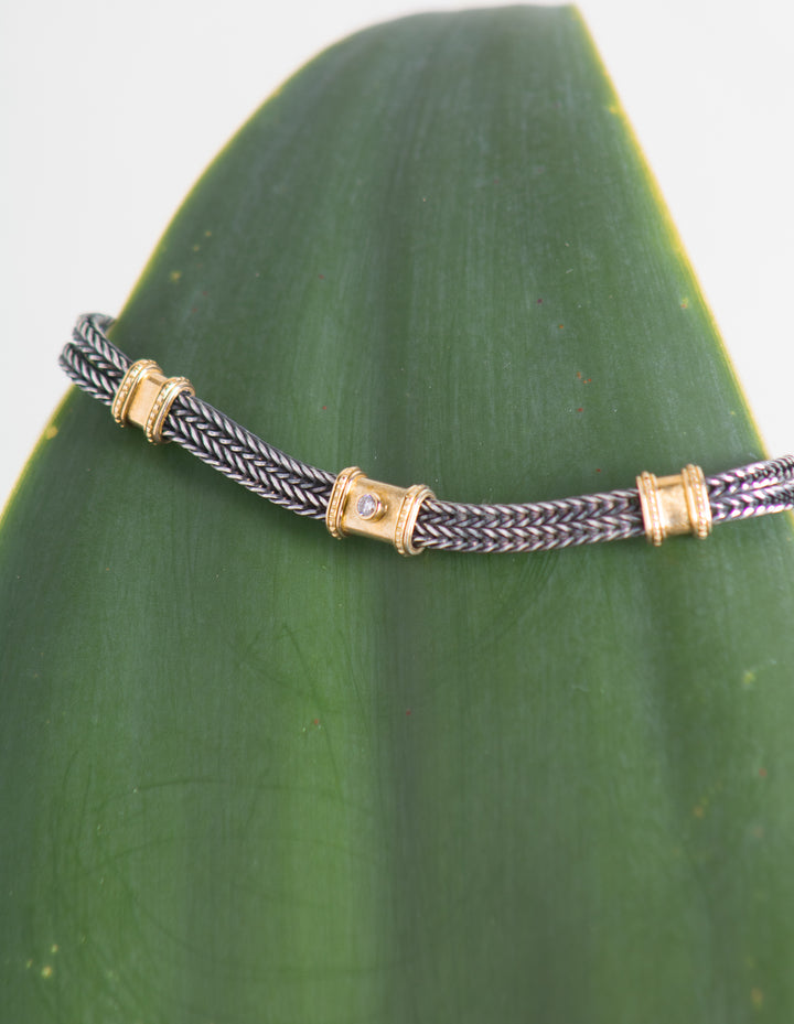Roman-Inspired Silver and Gold Bracelet (B673)