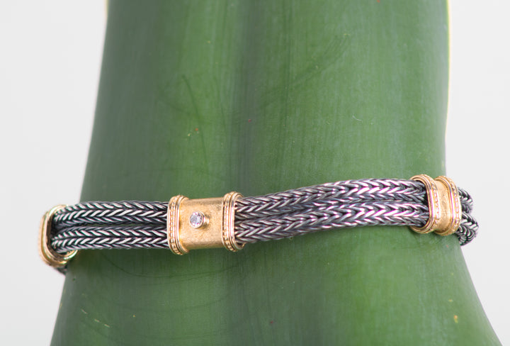 Roman-Inspired Silver and Gold Bracelet (B674)