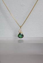 Load image into Gallery viewer, Green Tourmaline and Diamond Drop Pendant (09470)
