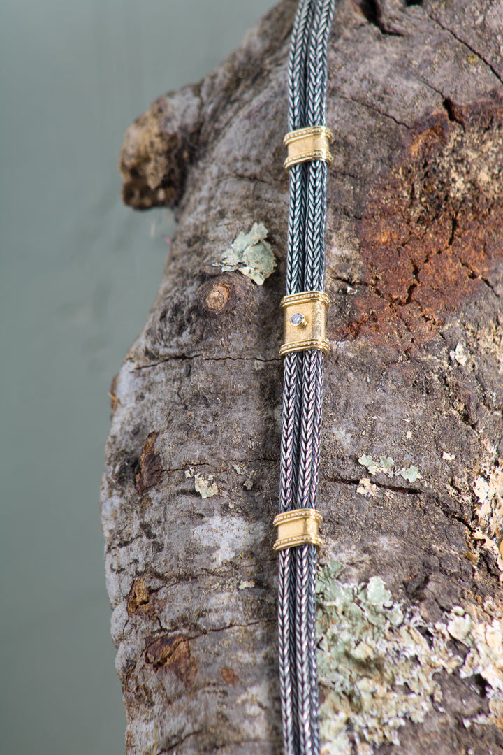 Roman-Inspired Silver and Gold Bracelet (B673)