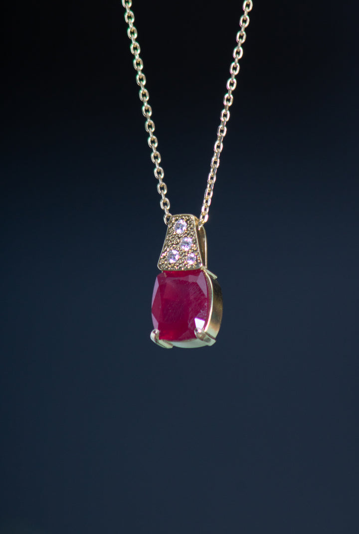 Cushion-cut Ruby Pendant (B675)