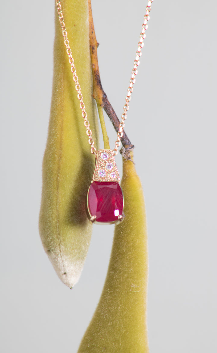 Cushion-cut Ruby Pendant (B675)