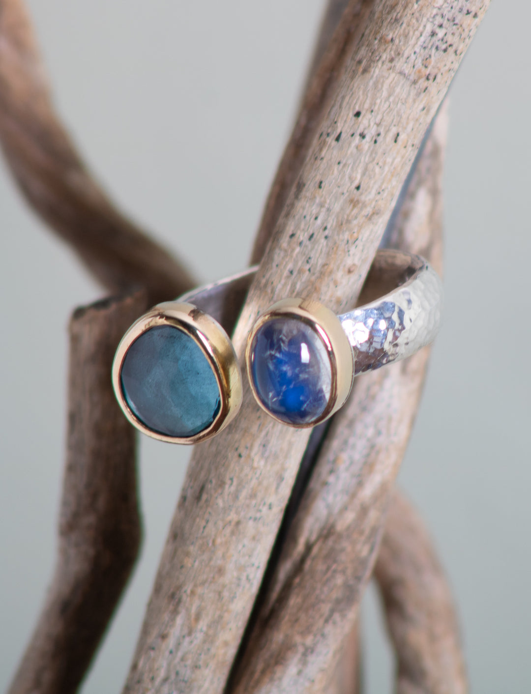 Moonstone and Blue Topaz Open Ring (B596)