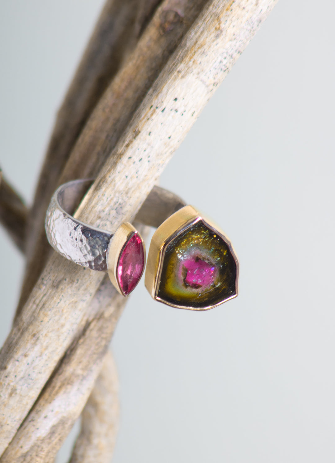 Double Tourmaline Open Ring (B569)