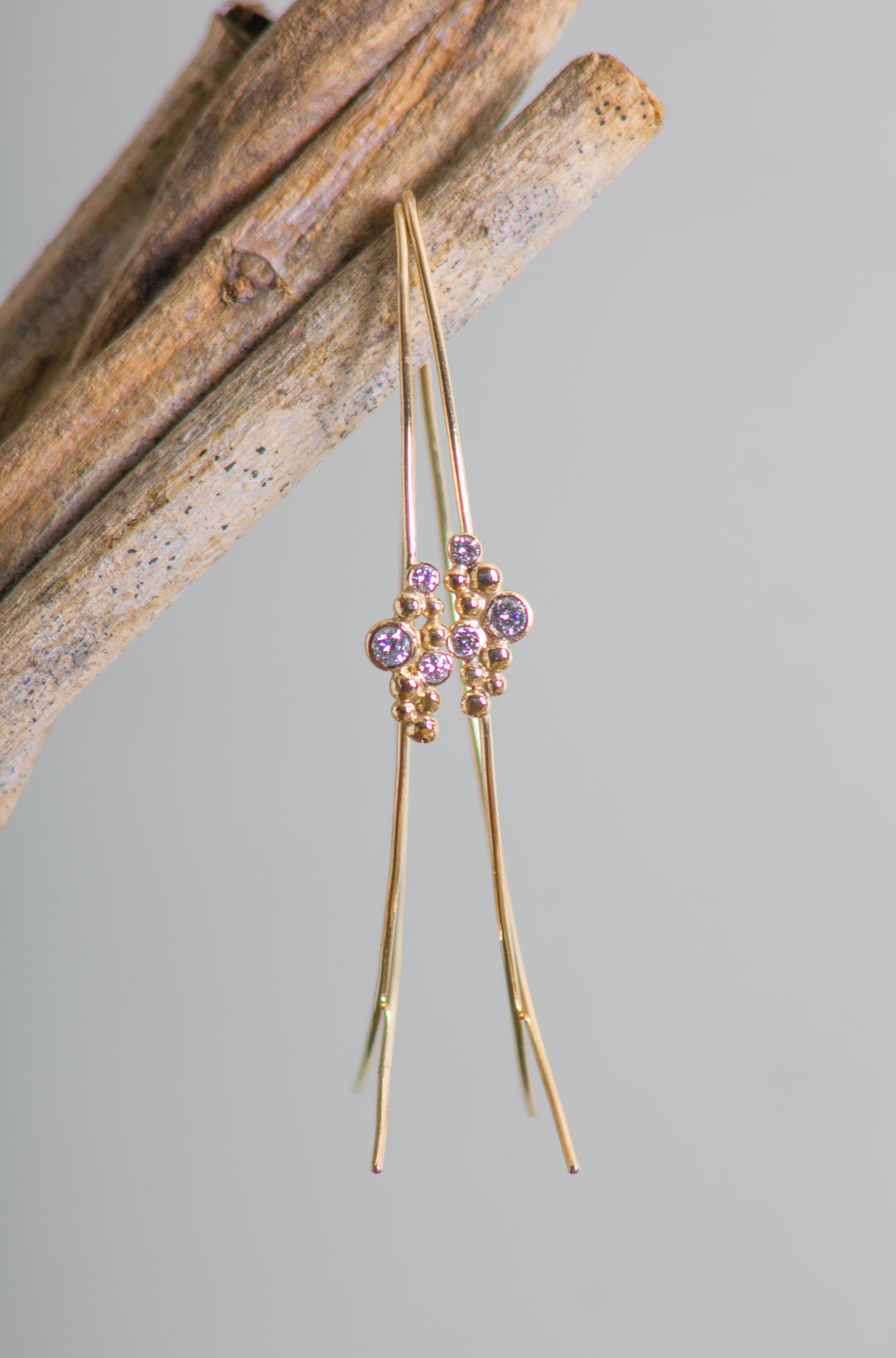 Diamond Cluster "Fish Wire" Earrings (B684)